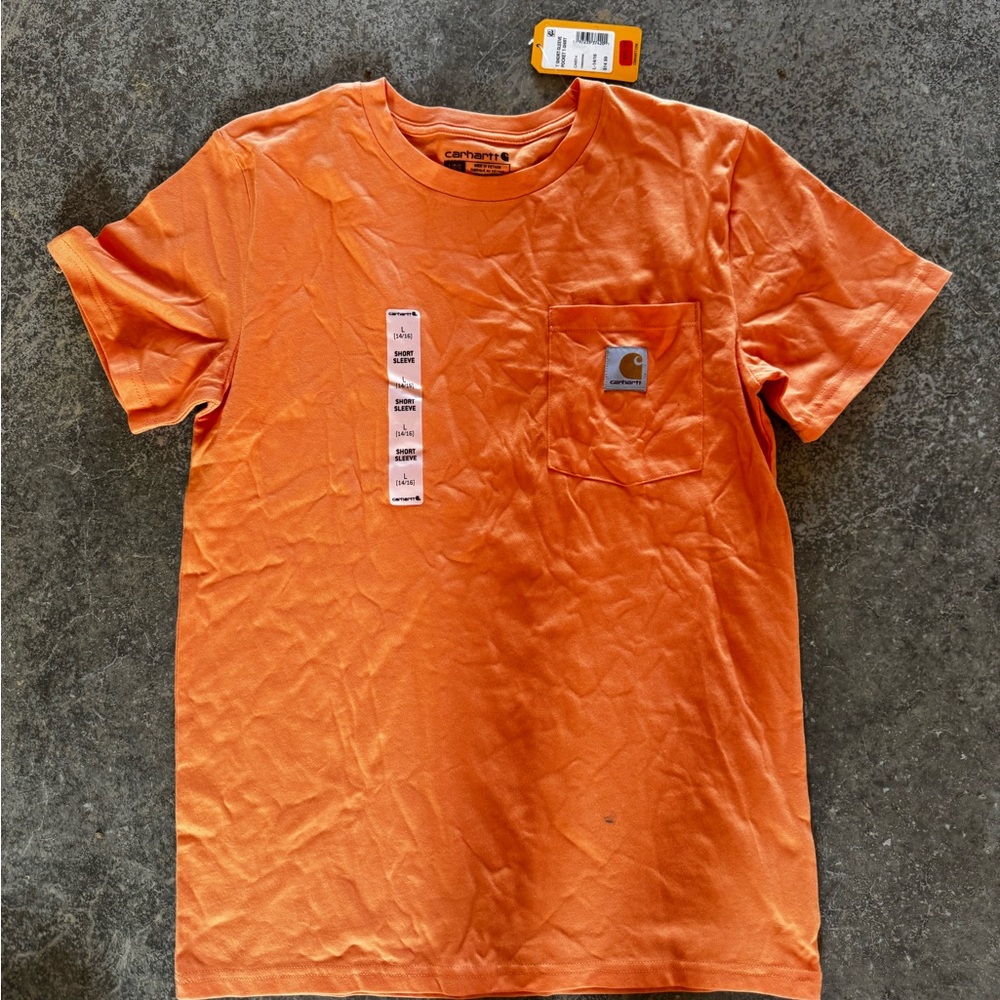 Carhartt Kids Short Sleeve Pocket Tee in Bright Orange